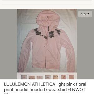 LULULEMON pink floral rose print hoodie sweatshirt